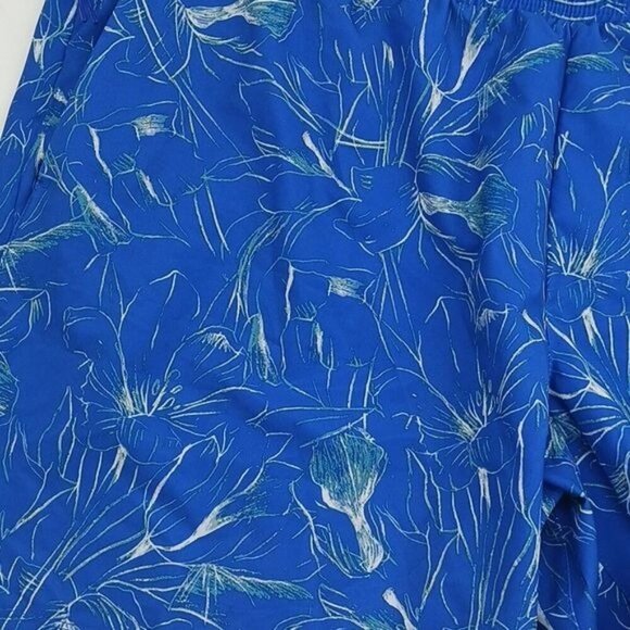 All In Motion Swim Trunks Blue Floral Tropical Drawstring Elastic Mens Size 2XL - Picture 2 of 5